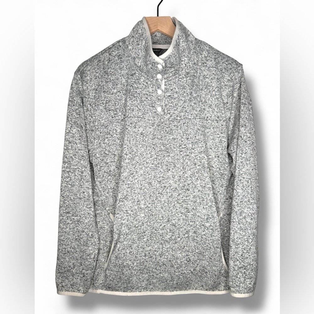 Eddie Bauer Sweatshirt Women's Gray 1/4 Snap Pullover Size XL‎